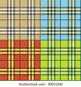 seamless checked plaid background vector set