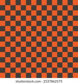 A seamless checkerboard pattern with alternating orange and gray squares