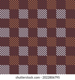 seamless checkerboard pattern in light brown, terracotta tones for prints on woolen, flannel, knitted fabrics as well as prints on covers, tableware, ceramics and interior decoration
