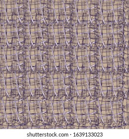 Seamless checkered background in brown tones. Vector wood texture, burlap, fence, cell pattern.