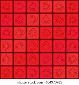 Seamless checkered background with hearts.
