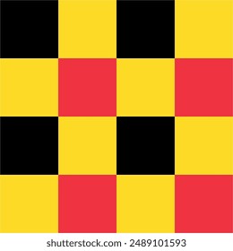 Seamless Checkered Black, Red and Yellow Seamless Pattern