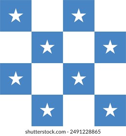 Seamless Checkered Blue and White Star Seamless Pattern