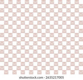 Seamless Checkered Butterfly Pattern in Neutral Beige Aesthetic – Minimalist Design Background