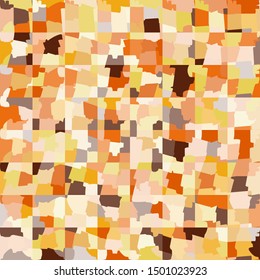 Seamless checkered camouflage. The broken squares are randomly painted in autumn colors.