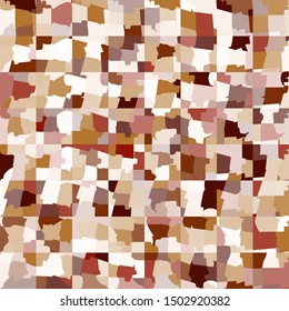 Seamless checkered camouflage. The broken squares are randomly painted in autumn colors.