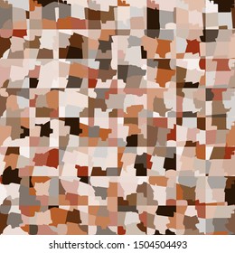 Seamless checkered camouflage. The broken squares are randomly painted in autumn colors.