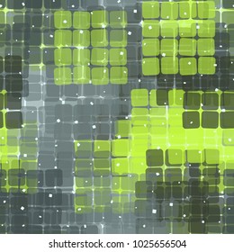 Seamless checkered camouflage. The intersecting sixteen-cell fragments located at random form an unusual pattern.