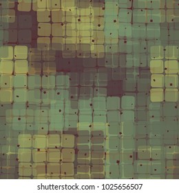 Seamless checkered camouflage. The intersecting sixteen-cell fragments located at random form an unusual pattern.