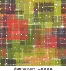 Seamless checkered camouflage. The intersecting sixteen-cell fragments located at random form an unusual pattern.