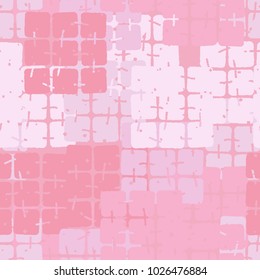 Seamless checkered camouflage made up of groups of carelessly rounded squares. Trendy coloring.