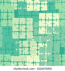 Seamless checkered camouflage made up of groups of carelessly rounded squares. Trendy coloring.