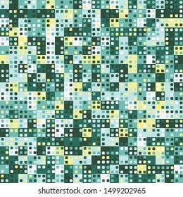 Seamless checkered camouflage. Small rounded squares. Hash color.