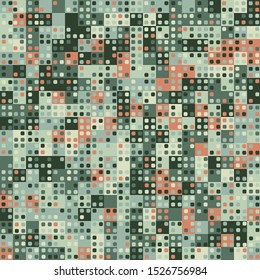 Seamless checkered camouflage. Small rounded squares. Hash color.