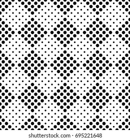 Seamless checkered chess monochrome pattern. Black squares consisting of circles on white background. Pattern for fabric and clothing. Vector Illustration