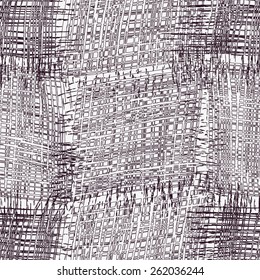 Seamless checkered composition with grunge striped square elements in black and white design