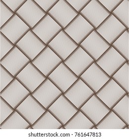 Seamless checkered diagonal pattern with grunge striped intersecting square elements. Monochrome geometric vectorial pattern. The effect of optical illusion.
