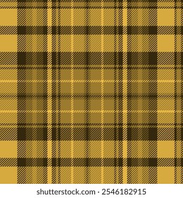 Seamless checkered geometric pattern with weaven textrure. Monochrome yellow tartan plaid background