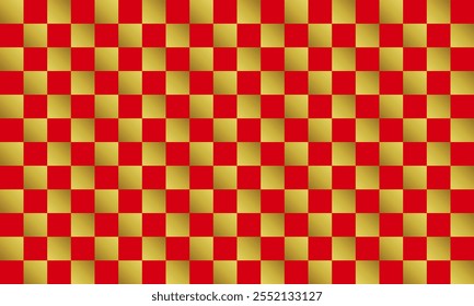 Seamless checkered horizontal background - red and antique gold -