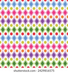 Multicolores a cuadros sin costura con la flor