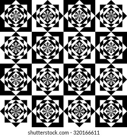 seamless checkered optical pattern black and white, vector illustration