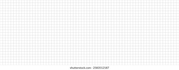 Seamless checkered paper texture. Journal planer page with dotted grid. Simple square graph pattern. Retro bullet notebook background. Repeated school math sheet wallpaper. Vector workbook template