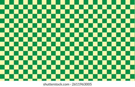 Seamless checkered pattern with alternating green and light yellow squares. Ideal for backgrounds, fabrics, packaging, wrapping paper, and retro-style graphic design.