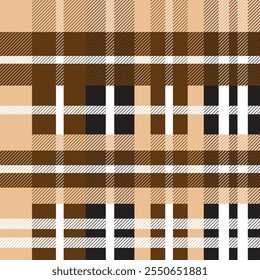 Seamless checkered pattern background in shades of brown, black, and white. Simple, modern, suitable for designs, backgrounds, paper, websites, tiles, paper, or as a background for any design.