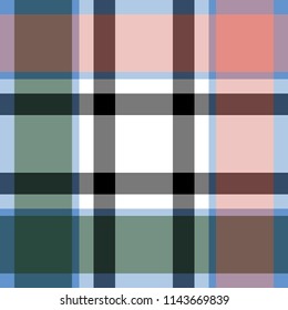 seamless checkered pattern in blue, black, green, pink and white combination for textile design