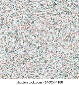 Seamless checkered pattern consisting of squares broken by curved lines with round spots. Pale harmonious chaotic color combinations.