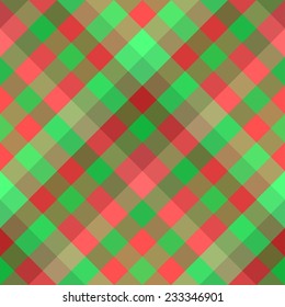 Seamless checkered pattern with diagonal red and green stripes and diamonds for Christmas and new year