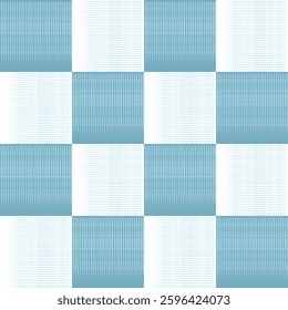 Seamless checkered pattern featuring a hand-drawn textured effect in blue and white. Ideal for textiles, wallpapers, backgrounds, wrapping paper, and modern graphic design projects.