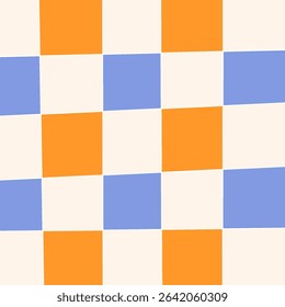 Seamless checkered pattern filled with simple twigs and small flowers. Attractive poster. Trendy background for designs and cards, posters, covers, packages, wrapping paper.