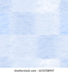 Seamless checkered pattern with grunge stained wavy rough square elements in pastel blue and white colors for web design