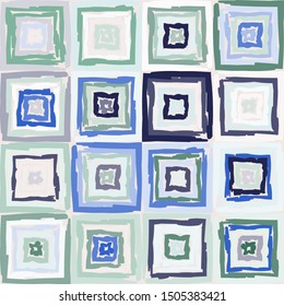 Seamless checkered pattern made with a rough brush. Colors of spring mood.