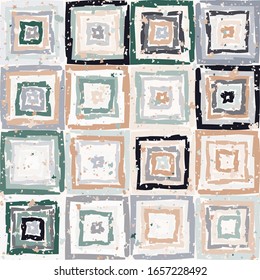 Seamless checkered pattern made with a rough brush. Colors of spring mood.