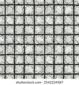 Seamless checkered pattern with paving - hand drawn vector illustration.