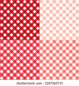 Seamless Checkered Pattern. Red Tablecloth Background. Picnic Gingham Cloth Template. Retro Craft Art Print Curtains Fashioned Style Fabric Vintage Square.