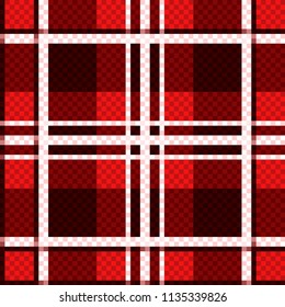 Seamless checkered pattern in red and white hues, vector as a fabric texture