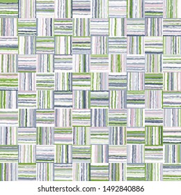 Seamless checkered pattern. Striped squares staggered. Randomly colored. Harmoniously selected paints.