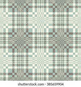 seamless checkered pattern in turquoise, brown and beige on texture background