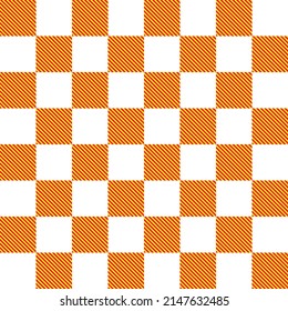 Seamless checkered pattern using orange and white.
For decorating wallpaper, wrapping paper, books, toys, clothes, fabrics.