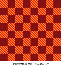 Seamless checkered pattern using red on orange background.
For decorating wallpaper wrapping paper books toys clothes fabrics.
With copy space.