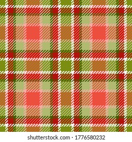 Patrón de yeso a cuadros. Ornamento textil tradicional tartán en colores verdes y rojos. Para el diseño de papel textil o de envoltura de Navidad