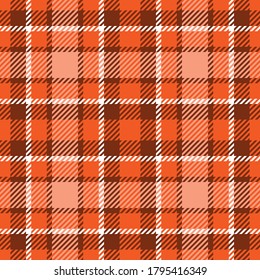 Patrón de yeso a cuadros. Ornamento textil tradicional tartán en tonos marrón y naranja. Para el diseño textil