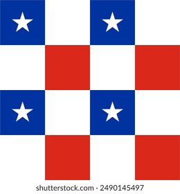 Seamless Checkered Red, Blue, White Star Symbol Seamless Pattern