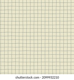 Seamless checkered repeating pattern with hand drawn line. beige plaid background for wrapping paper, surface design and other design projects