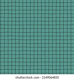 Seamless checkered repeating pattern with hand drawn checks. Green plaid background for wrapping paper, surface design and other design projects