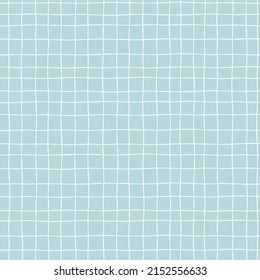 Seamless checkered repeating pattern with hand drawn grid. Blue plaid background for wrapping paper, surface design and other design projects