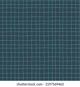 Seamless checkered repeating pattern with hand drawn grid on dark background for wrapping paper, textile, surface design and other design projects